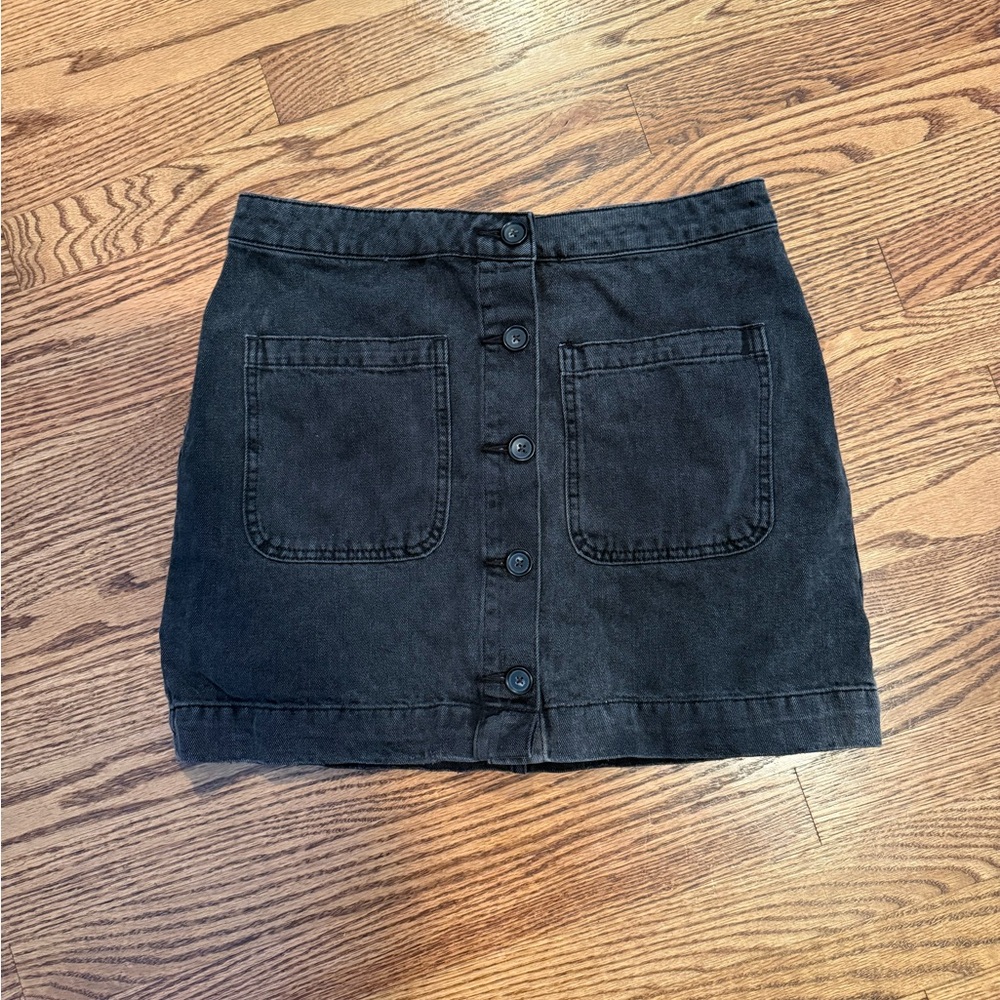 We The Free Black Button-Down Mini Skirt